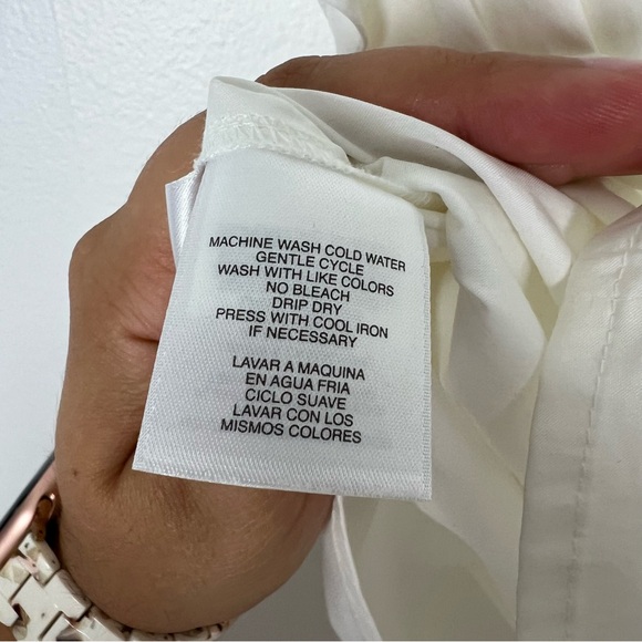 Anne Klein NWT Button Front Blouse Stretch Ivory Professional Office Size 16 - Picture 7 of 8